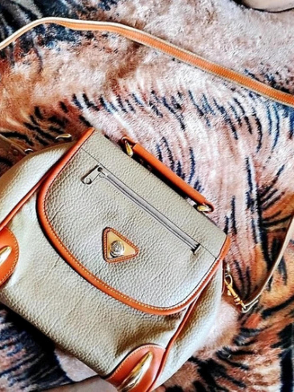 Crossbody Bag in Brown & Beige
